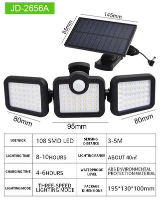 Fence Outdoor Solar LED Wall Lights 108 SMD LED 1.8w  200x135x115mm